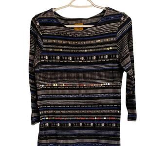 Ruby Rd Blue Striped Top Size 2XL Bling Work Professional